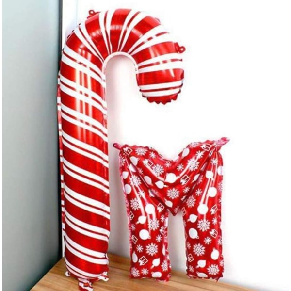 Christmas Candy Cane Accessoarer Candy Cane Festdekorasjoner Röd Aluminium Oppblåsbare julballonger Jultemadekorasjoner Opprett et minnemerke