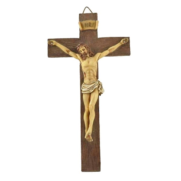 Krucifiks i harpiks Jesus Kristus på stativ Korsfigur til hjemmekapeldekoration