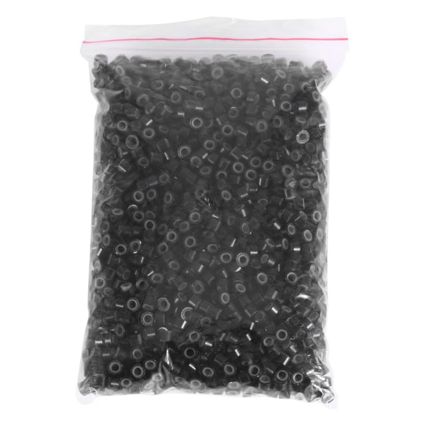2000 st/väska mode silikonfodrad mikro hårförlängningsringar Loops Pärlor Verktyg (2000 st svart)