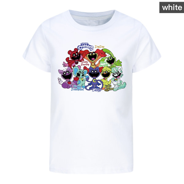 Playtime Kapitel 3 The Smiling Critters T-shirt Drenge Piger T-shirt Tegneserie Anime T-shirts Harajuku Toppe T-shirts Sommer Kortærmet hvid white white 100 cm