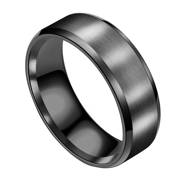 Titanium Stål Ring Sort Enkel indgraveret Mode Glat Titanium Ring Dekoration til Kvinder