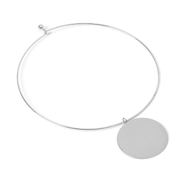 Fashionabla enkel paillett hängsmycke Choker halsband kvinnor smycken present (silver)