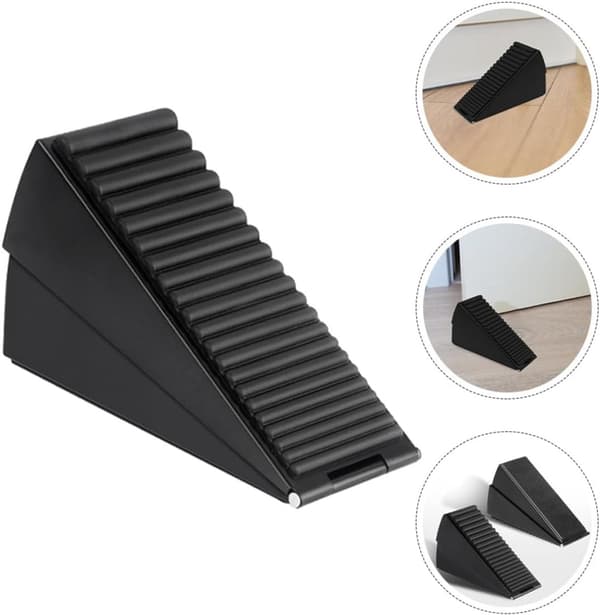 2 stk - Dørstopper Gummikilebase for skapstopperholder buffer Rustfritt stål svart 13*7.5*4.5 cm_yu