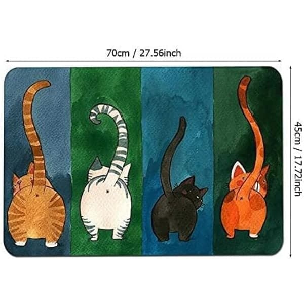 Door Mat Welcome, Cat Pattern Doormat, Non-Slip Doormat