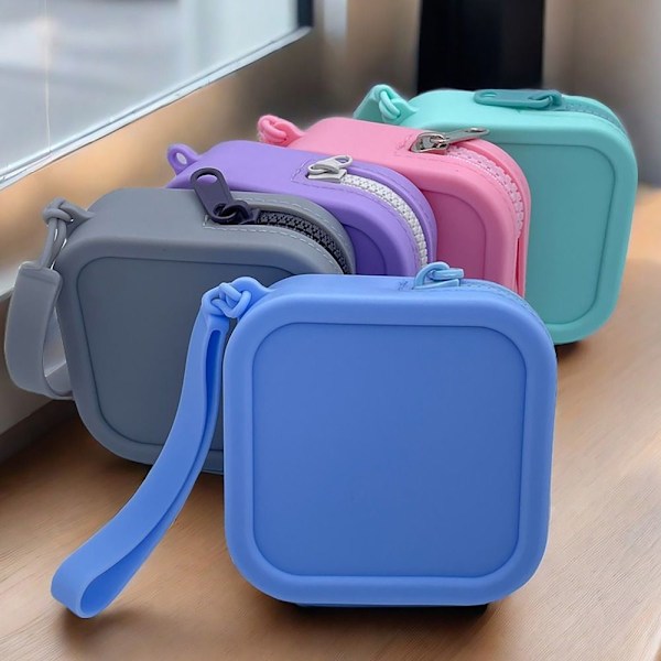 Vandtæt pung Møntpung Mini Lynlås Silikone Organizer Rejsepose Høretelefonetui dark blue