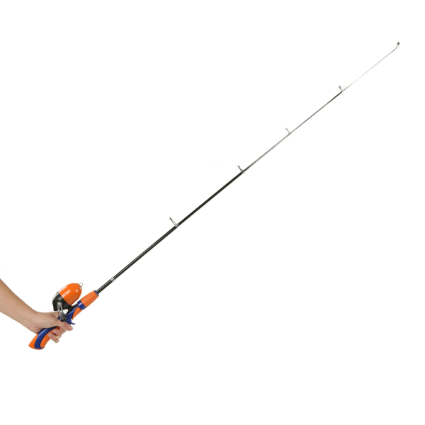 Fiskestang for barn Snelle og lokker harpiksstruktur med oppbevaringspose Fullsett for barn som fisker for utendørs nybegynnere oransje