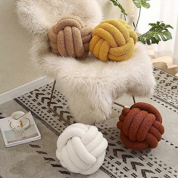 Paris_Knuten Bollkastkudde, Ultramjuk Dekorativ Sällskapskudde, Handvävd Knuten Boll Lamm Sammet Soffkudde, Knuten Kudde, Soffa khaki