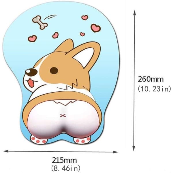 Paris_3D Musemåtte med håndledsstøtte, Ergonomisk Blød Silikone Gel Gaming Musemåtte, Sød Corgi Hund Anime Musemåtte til PC Bærbare computere