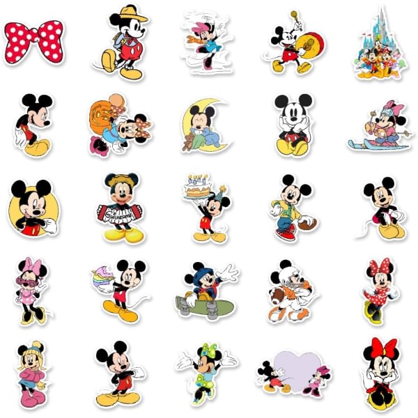50 st Mickey Stickers for Vattenflaska Stickers Vattentät Mickey og Minnie Doodle Dekaler