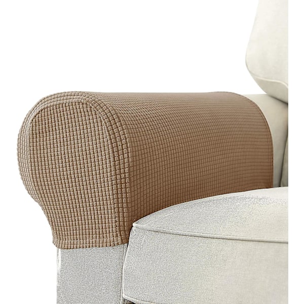 Fåtölj Armöverdrag Stretch Soffa Armskydd Armstödsöverdrag för Stolar Camel
