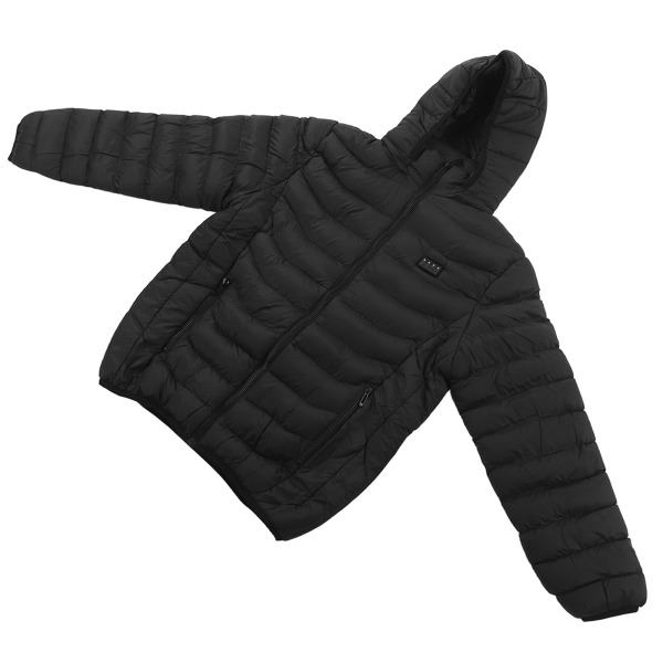 19 Zone Slim Fit opvarmet jakke med aftagelig hætte Vandtæt åndbar opvarmet hættetrøjejakke til mænd, kvinder Sort XL
