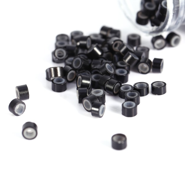 1000st/flaska silikonlänkringar Pärlor Verktyg för fjäderhårförlängning (1000st svart)