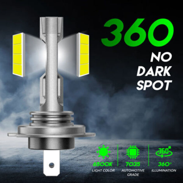 H7 LED-strålkastarlampor, 50 W, 10 000 lm, superljus LED-strålkastarkonverteringssats, 6 500 K, IP68 vattentät, 2-pack.pa
