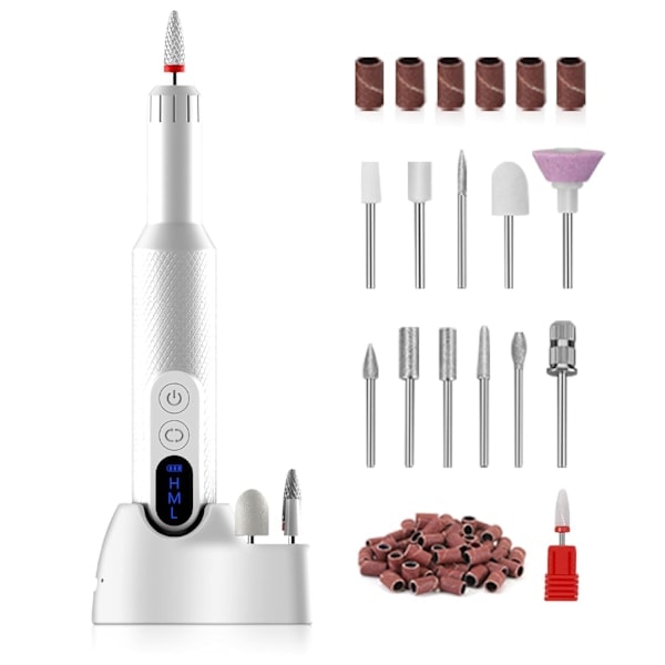 Paris_Elektrisk nagelfil sladdlös akryl nagelkit med keramiska nagelbitar, slipband, bärbar uppladdningsbar e-fil set för akryl gelnaglar, manikyr