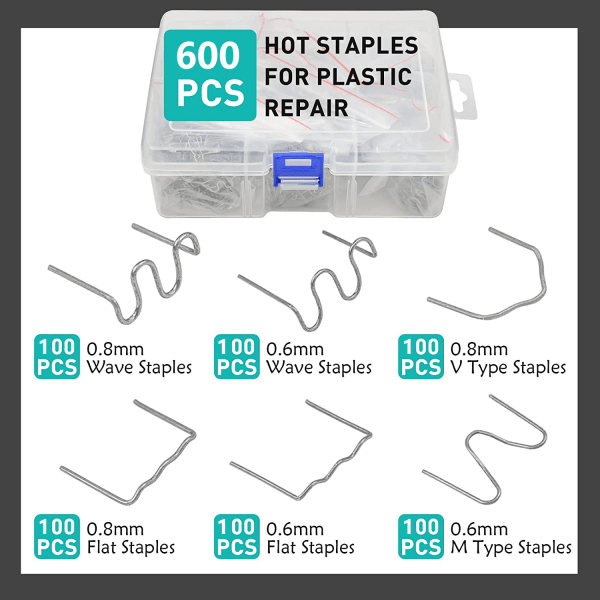 600 stk Bilstötfångare Plastsvetsmaskin Svetstråd Plastsvetsare Utseende Reparationsmaskin Lagring Reparation Standard Pre Cut Waves St