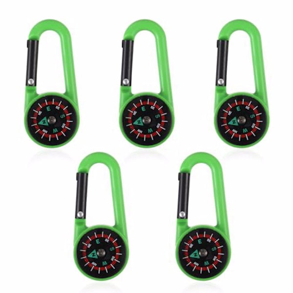 5-osainen kannettava soljen kompassi Luotettava navigointityökalu Green+5pcs
