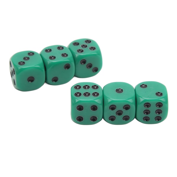 20 stk 16 mm avrundede hjørneterninger 6-sidige spillterninger for bord Brettspill Matematikkspill Grønne svarte prikker
