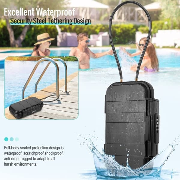 Portable Waterproof Safe with Code and Cable—pa
