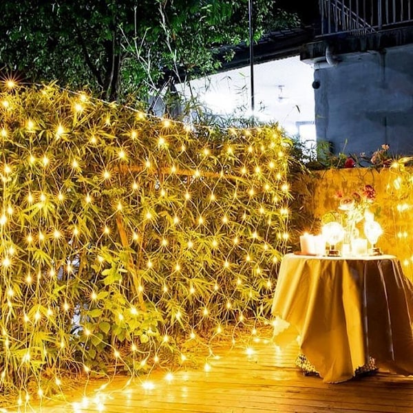 Paris_UISEBRT 6x4m Lysnet Lysgardin Udendørs Indendørs 480 LED Varm Hvid Julegardinnet med 8 Lystilstande