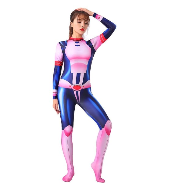 My Hero Academia Uraraka Ochako Cosplay Kostym Dam Battle Suit Bodysuit Jumpsuit Halloween Dress Up Presenter XL