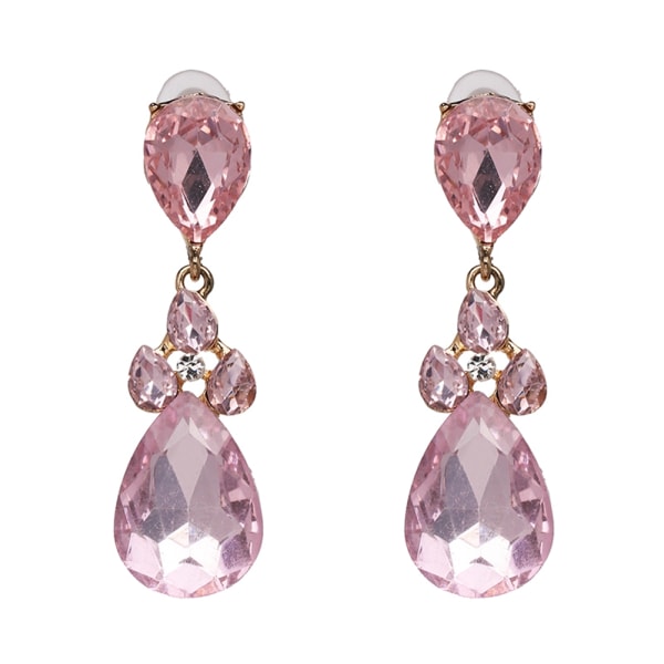 Enkel stil Vattendroppsform Kristallhängen Örhängen Örhängen Dekoration Smycken (rosa)
