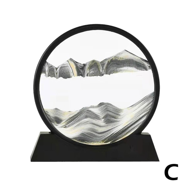 CZQIKEDA Bevægeligt Sand Billede, 3D Dynamisk Rund Sand Sort One-size