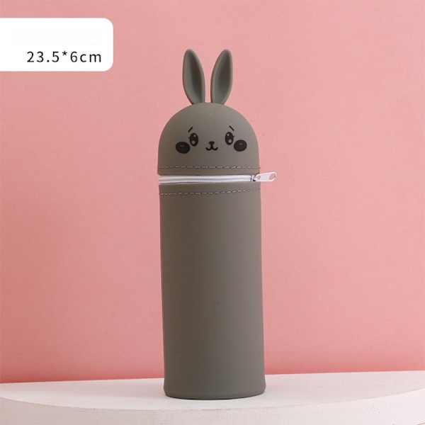 1 st Kawaii Kanin Mjuk Silikon 2-i-1 Pennhållare Set Grå Rabbit - Grey