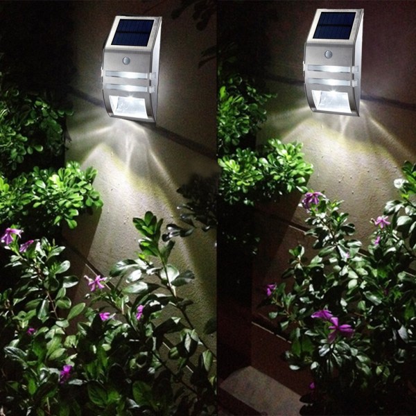 solar lys led vegglampa rostfritt stålmateriale infrarött sensorljus egnet for innergård, hage, korridor