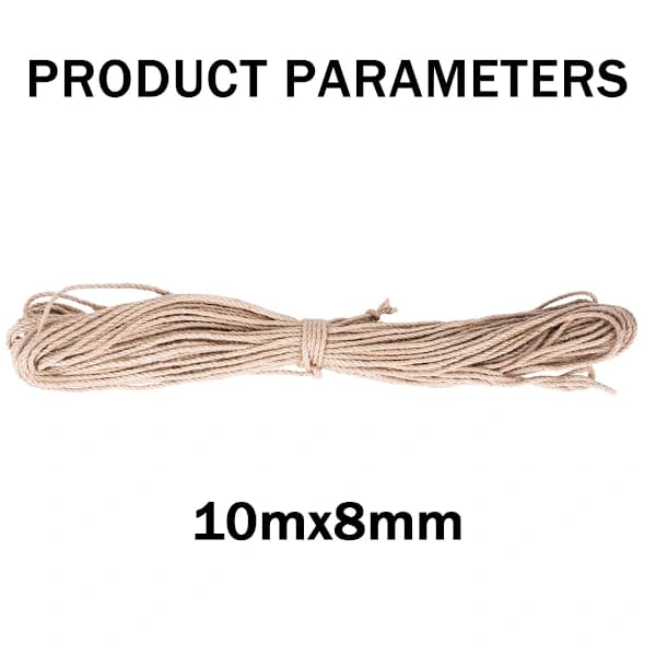 Sisalrep for katteklorestativ, rep for klorestolper, DIY-trerreparasjon, møbelrenovering, 8 mm diameter, 10 m