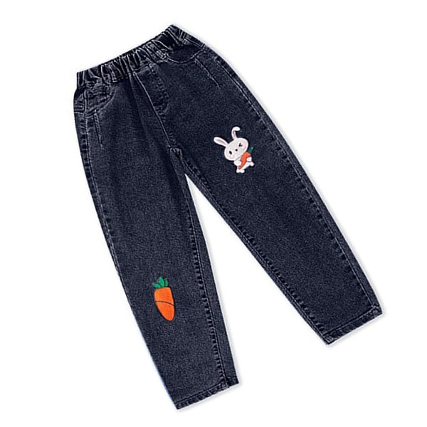 Tyttöjen pitkät housut Elastic Casual Rabbit Pattern Löysät housut taskulla jokapäiväiseen kouluun 140cm/55,12in