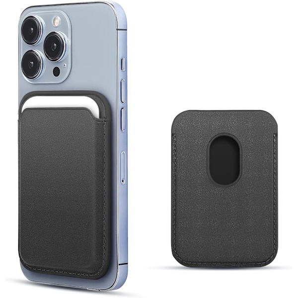 Svart - Pung til iPhone 12/13/14 Mini/Plus/ Pro/Max, kortholder med magnet (1 stk)