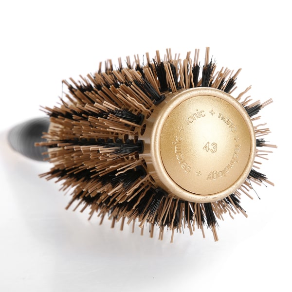 Bärbar Anion Antistatisk Rund Hair Kam Salon Styling Borste Guld & Svart (43mm)