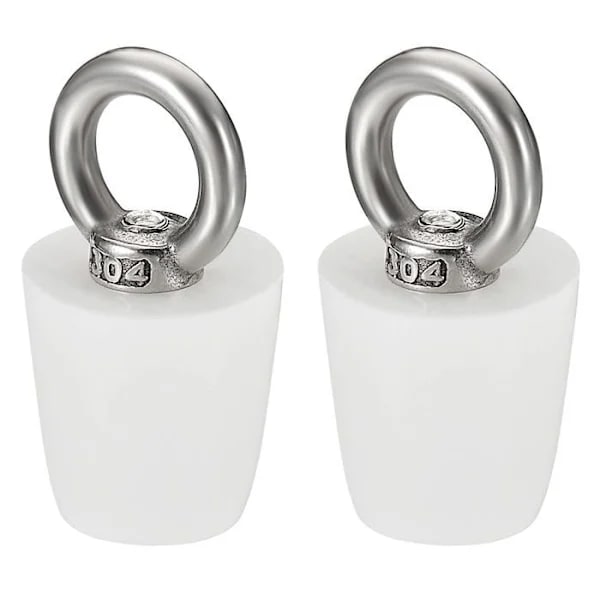Konisk Propp Silikongummiplugg 19mm til 26mm Solid Badekarpropp med Ring, Hvit 2 stk