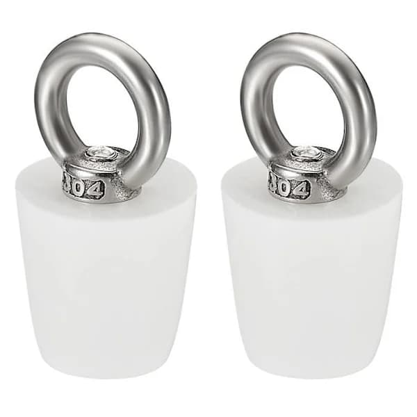 Konisk Propp Silikongummipropp 19mm till 26mm Solid Badkarspropp med Ring, Vit 2 st