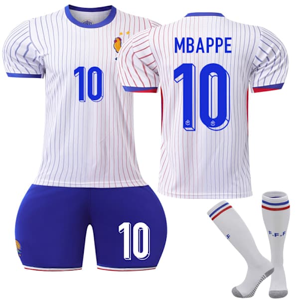 UEFA Euro 2024 Frankrig Udebane Børnefodboldtrøje Nr.10 Mbappe(28)