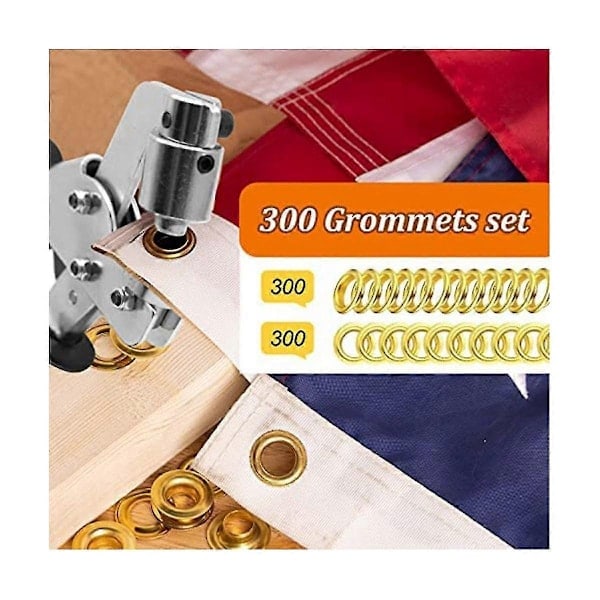 Presenningstång med öljetter, öljetttång set med 300 öljetter (diameter 10 mm), Presenningstång med öljetter 10 mm-Xin（PA）
