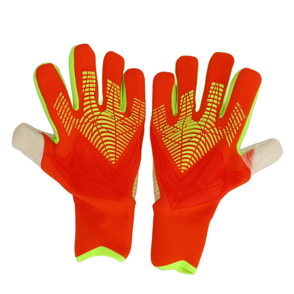 Fodboldmålmandshandsker til mænd Kvinder Latex Nylon Anti-Slip Åndbar fingerbeskyttelse Fodboldmålmandshandsker til træningskonkurrence Orange Str. 7