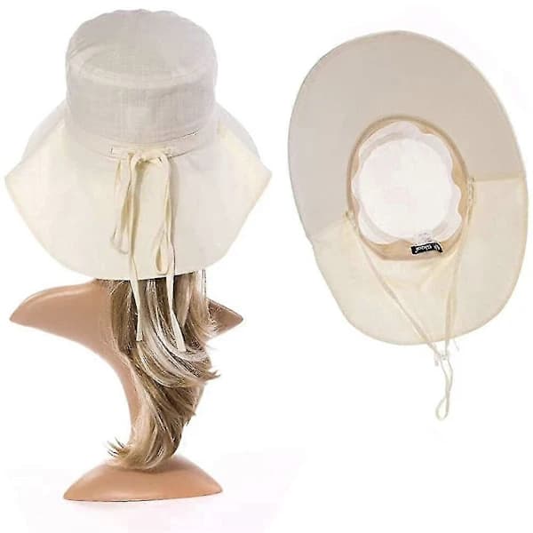 Solhat Foldbar Sommerhat Upf 50 + Med Hakestropper Bomuld Dame 7-12 Dages Levering
