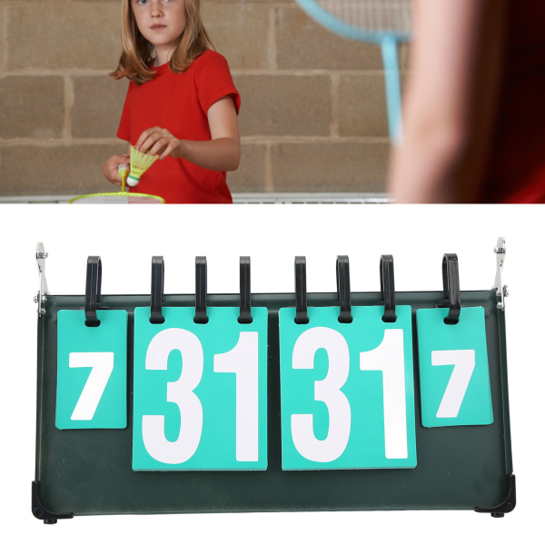 Bærbar multifunksjonell resultattavle sammenleggbar dobbeltsidig 4-sifret Sports Flip Score Keeper for Badminton Volleyball Bordtennis