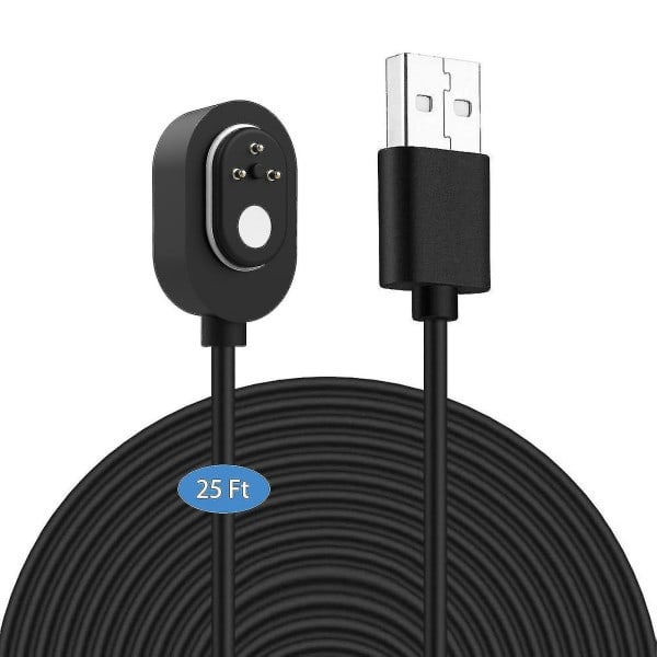 Værbestandig utendørs ladekabel, 25 fot/7,6 m, for Arlo Ultra/ultra 2/pro 3/pro 4/go 2/pro 5s (svart) [kk]