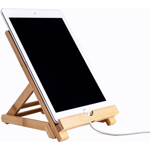 Kokoontaitettava bambupuinen teline tableteille, yhteensopiva iPadin kanssa,