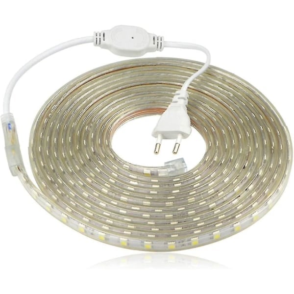 LED-strip, vattentät LED-strip, ljusstark LED-strip 220v, 5050 Ip65 vattentät LED-strip, varmvit (6m)