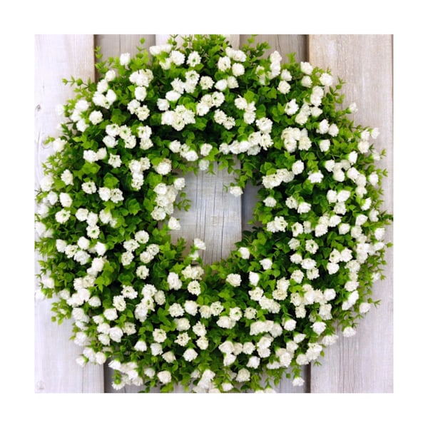 Vårkrans Ovikoriste Värikkäät Simulointikukat Kausiluonteiset Seppelekoristeet Valkoinen White 40x40cm