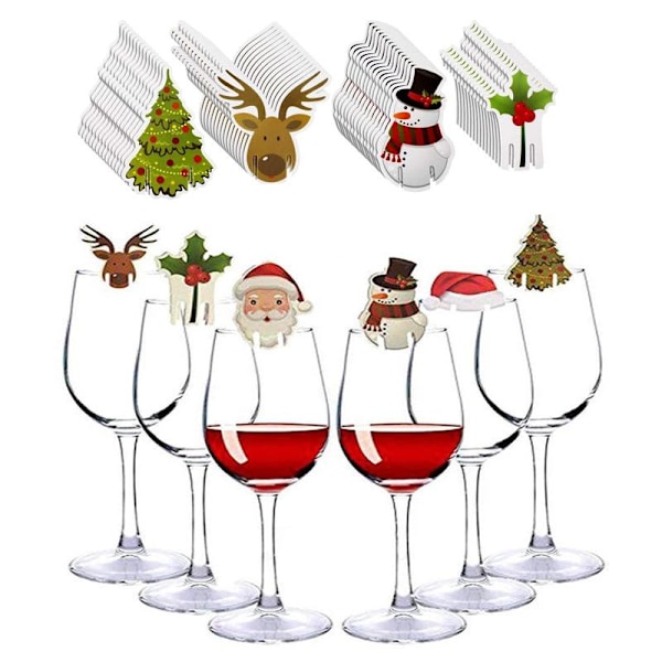 10 stk Julekopkort Julemandshue Vinglas Dekoration Juletræspynt Til Hjemmet Julepynt Festpynt Nytårsgaver Matches the image