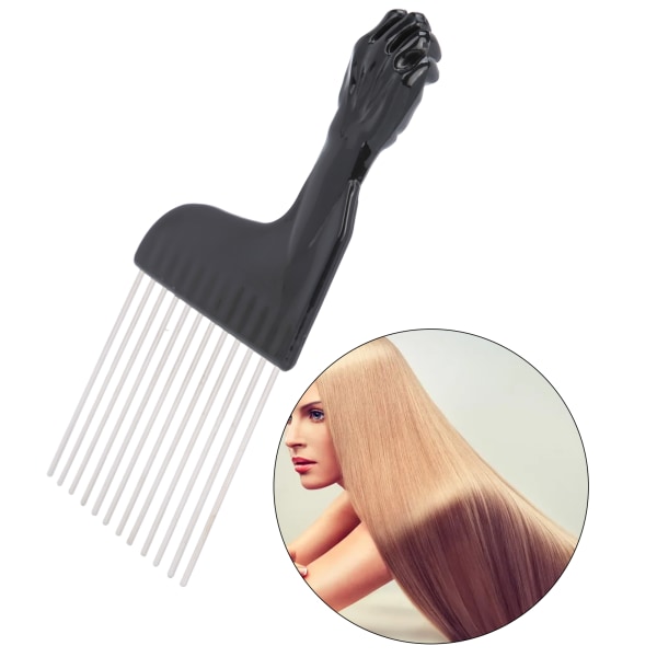 Salon Metal Pick Comb Portable Detangle Styling Comb for langt tykt krøllete hår