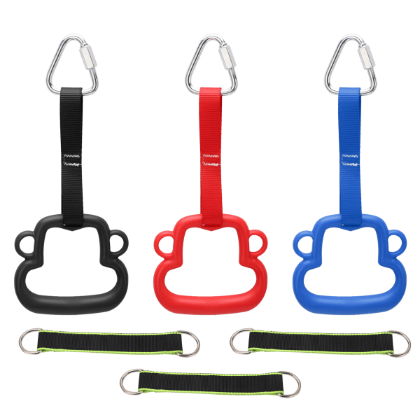 3 STK Gymnastikkringer for barn Tre farger ABS med stropp Pull Up ringer for barn Trening Fitness