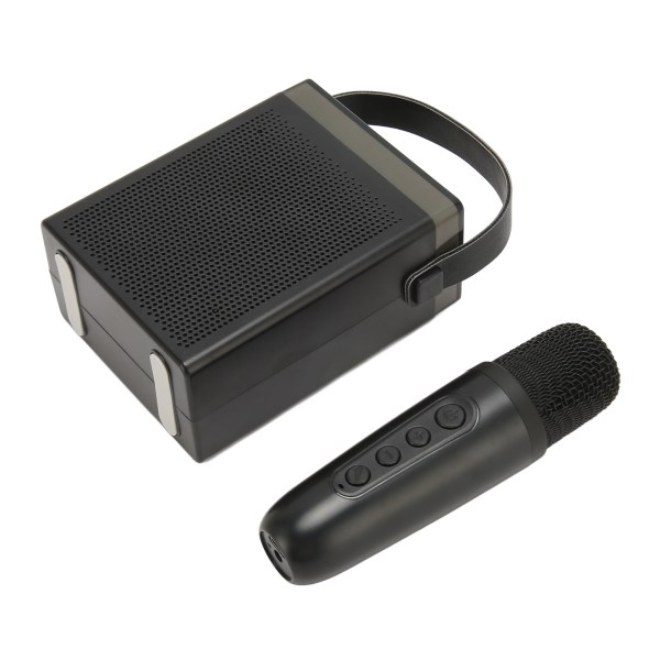 Karaokemaskinesæt med RGB-lys genopladelig Bluetooth-højttaler med 1 trådløs mikrofon til hjemmefest KTV sort