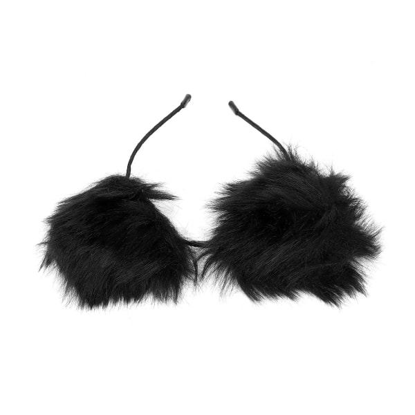Plysj Cat Ear Hodebånd Søt Fluffy Furry Ears Hodeplagg for Halloween Cosplay PartyBlack