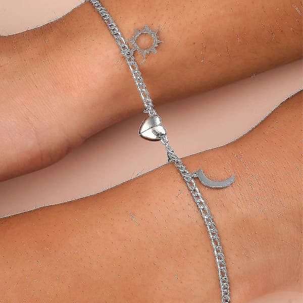 2 Styk Matchende Armbånd Sol Måne Magnet Charm Kæde Til Pige