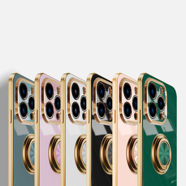 Sopiva Apple iPhone 15 -sarjalle, galvanoitu sormenrengas suojakotelo Musta iPhone15 plus